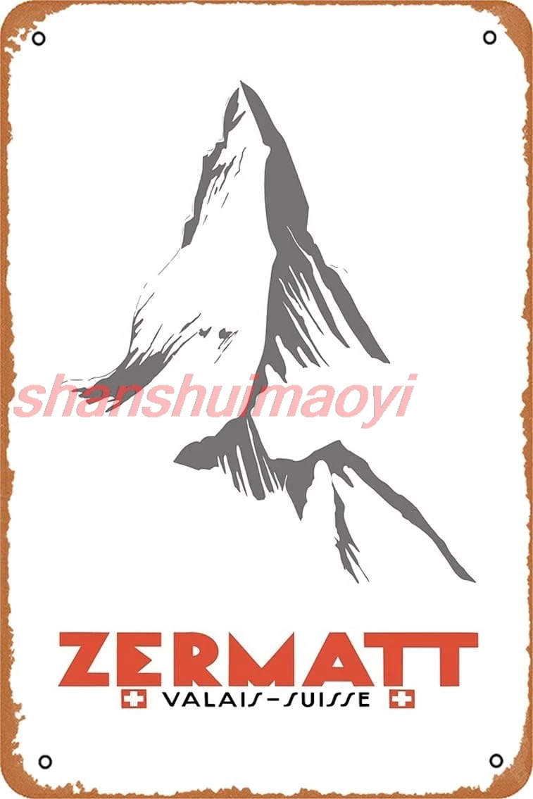 shan Zermatt, Valais, Switzerland Poster Metal Tin Sign Vintage 8x12 Inch 1pc