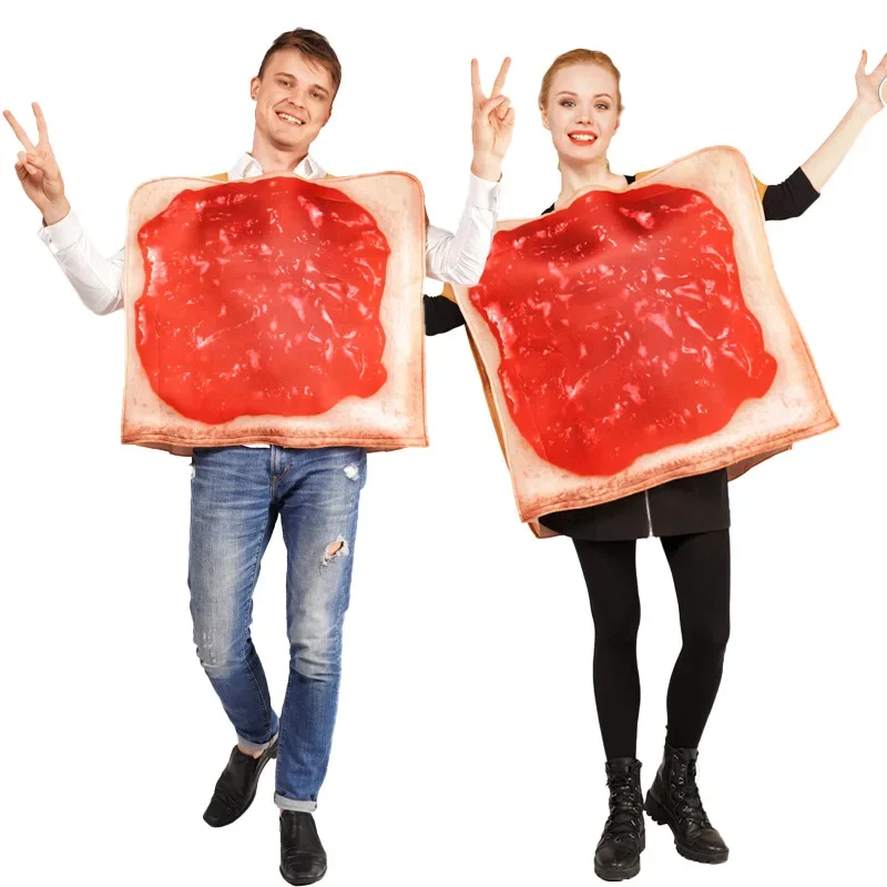 Sandwich Couples Costume Peanut Butter and Jam Toast Food Funny Fancy Dress Adult Carnival Halloween Party Costume