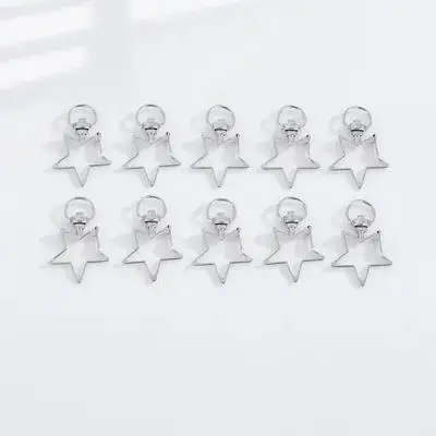 

40pcs Metal Keychains Star Shape Lobster Clasp Snap Hook Durable Shiny Swivel Base Backpack Pendant DIY Supplies