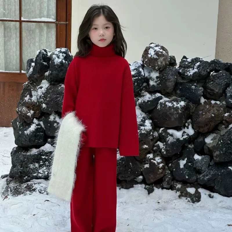 

Комплект свитшотов: топ и брюки, свитер из 2 предметов, комплекты с широкими штанинами для девочек, осенне-зимняя одежда, корейская детская одежда от 7, 8 лет, 2025 г. для девочек