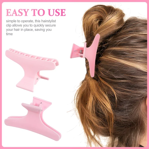 Imagen 2 del producto 12 Uds. Pinza para el pelo de mariposa para mujer, color rosa, elegante, a la moda, agarre de garra, accesorio de peinado versátil, plástico duradero
