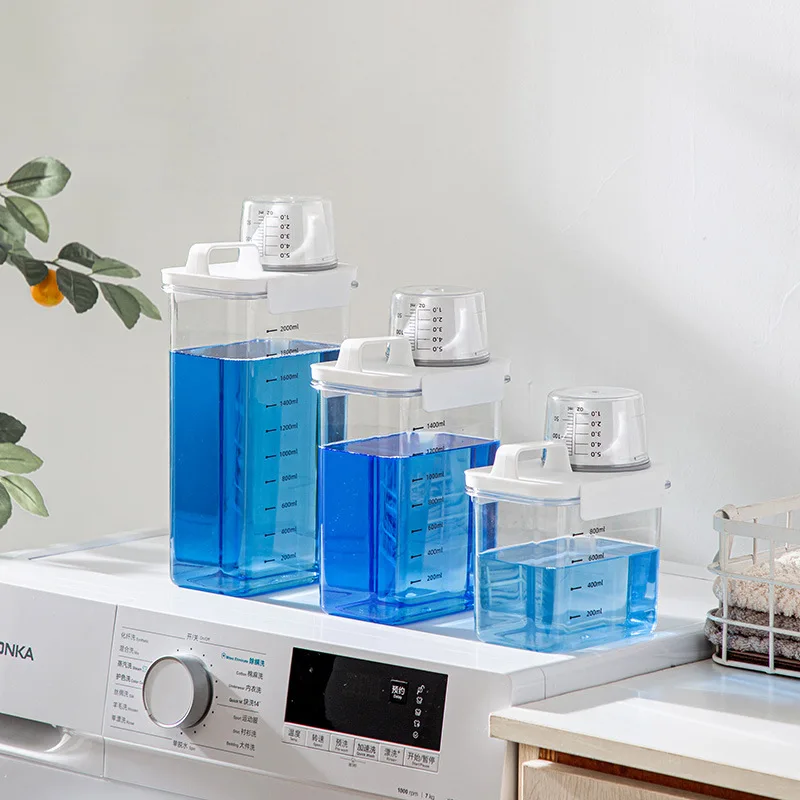 Washing Powder Storage Box Household Laundry Detergent Storage Bottle Toiletries Subpackage Cans with Measuring Cup Storage Jar