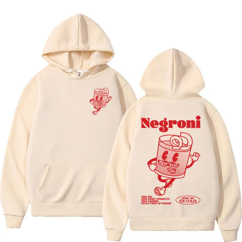 

Negroni Cocktail Drink Funny Meme Graphic Hoodies Men Women Retro Cartoon Aesthetics Hoodie Fashion Casual Pullovers Sweatshirts