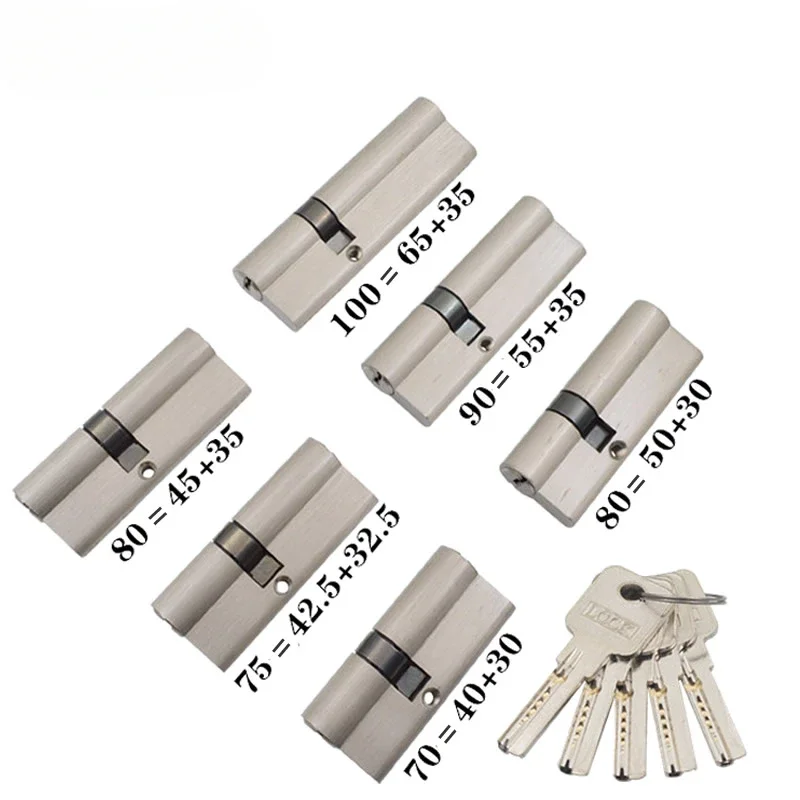 Special Custom Brass Asymmetrical Lock Cylinder Open on Both Sides 5 Keys Locking Plastic Steel Door Fire-Proof Door Lock Core