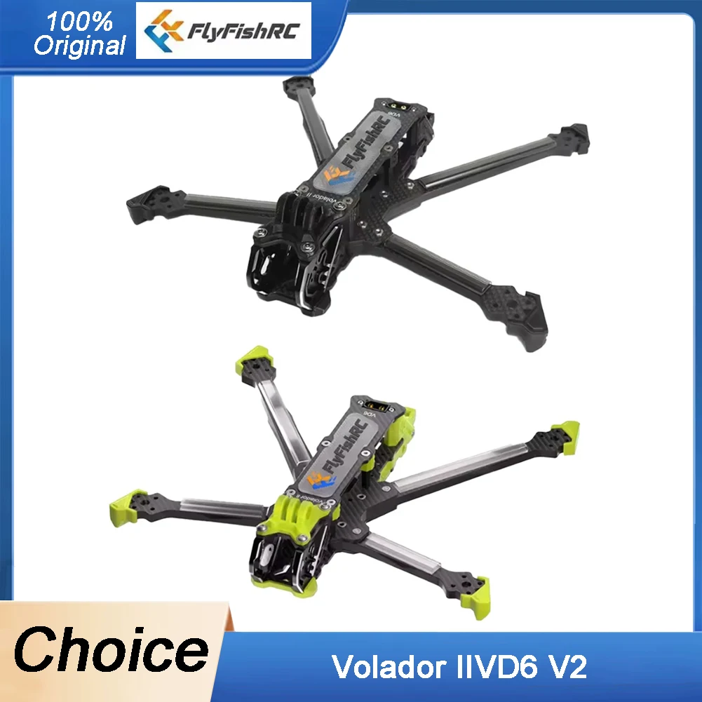 

FlyFishRC Volador II VD6 V2 Deadcat T700 6-дюймовый комплект рамы, совместимый с DJI O4 Air Unit Pro для RC FPV Freestyle Racing Drone