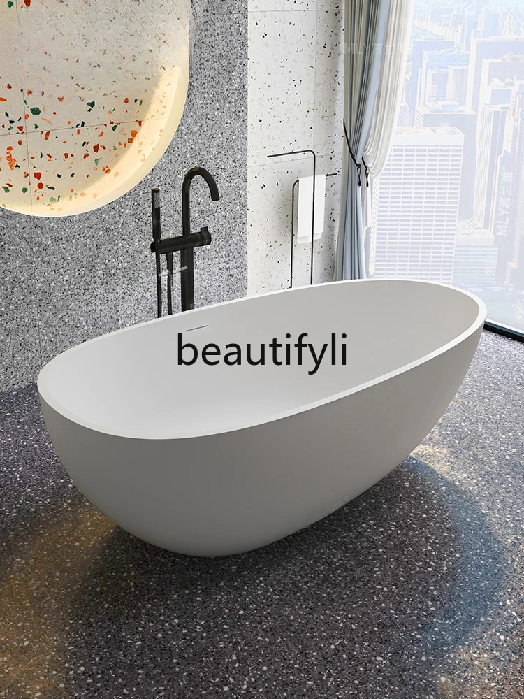 Bathtub Double goose egg-shaped independent integrated artificial stone bathtub