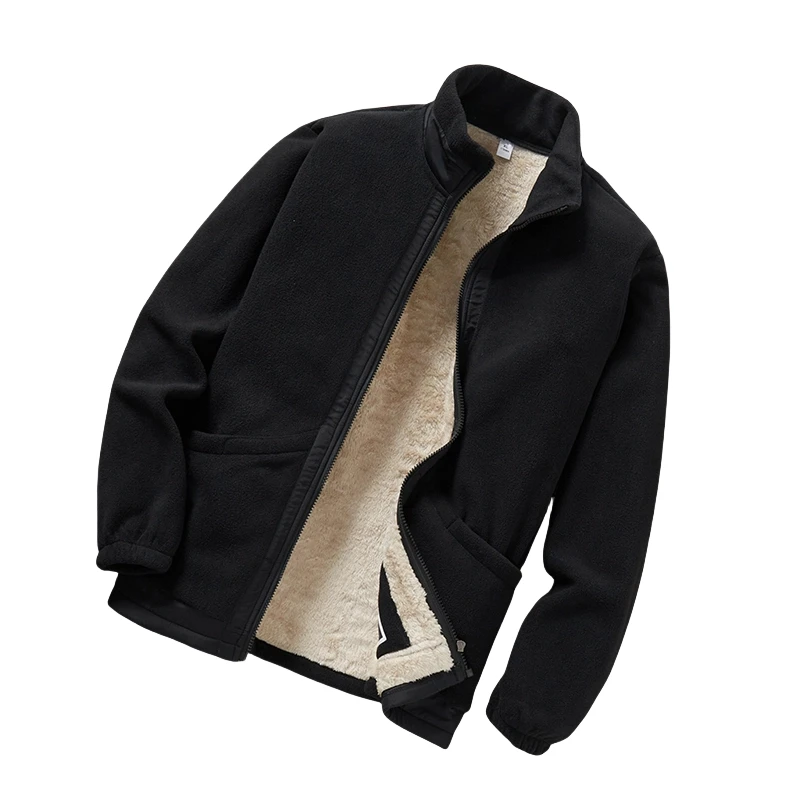 

Men's Thick Standing Collar Spring Jacket Outdoor Men's Fleece Jacket Quality Brand Inner Lining Warm Coral Fleece Male Top