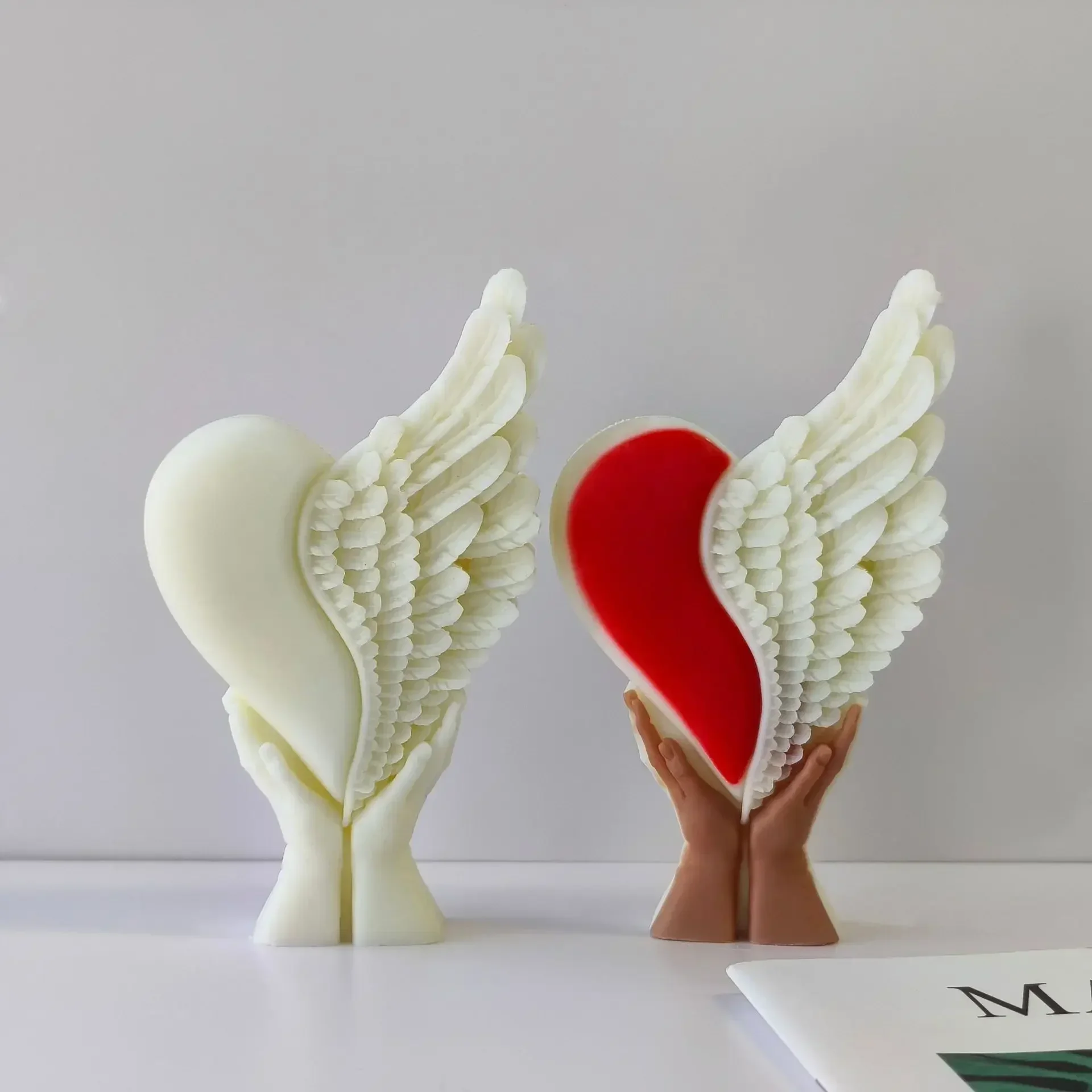 

3D Heart With Wing Candle Silicone Mold Handhold Heart Handmade Gifts Plaster Resin Ornaments Mould Soap Candle Making Supplies