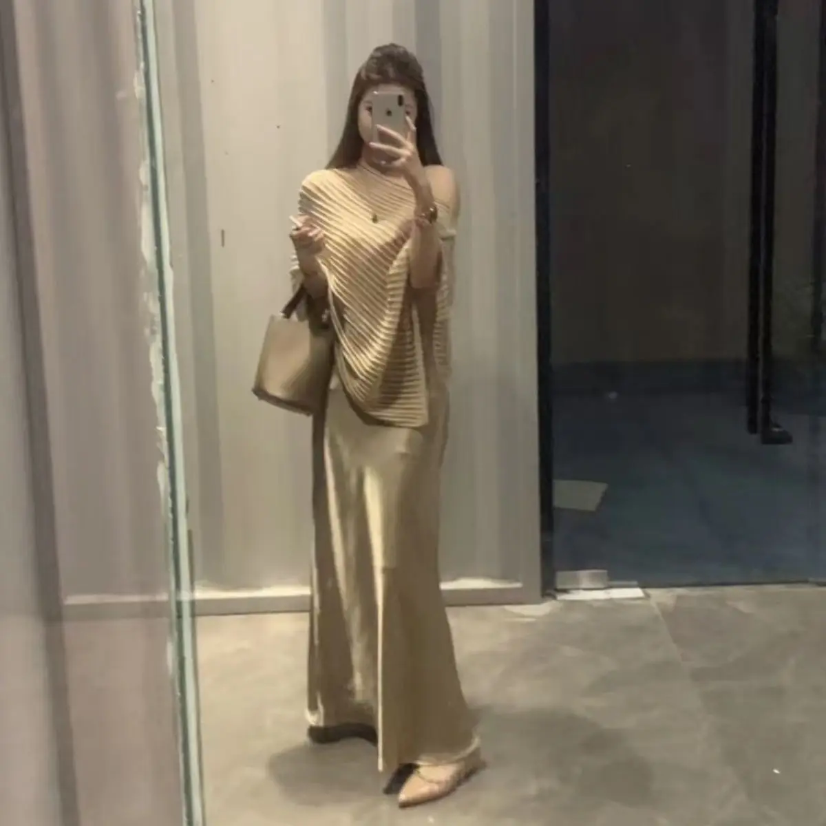 

Gagarich 2025 Summer New Girl Lazy Style Irregular Hollow Sunscreen Cover Shirt Satin Strap Wrapped Hip Dress Women