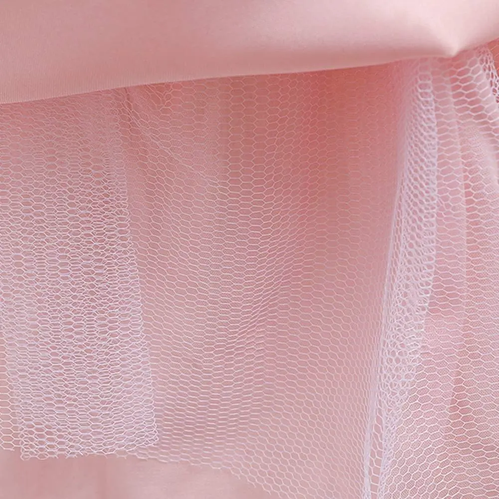 Vestido de encaje floral bordado para niña, trapeador de piso, vestido de comunión de gasa para fiesta de cumpleaños de princesa, vestido de niña de flores de boda