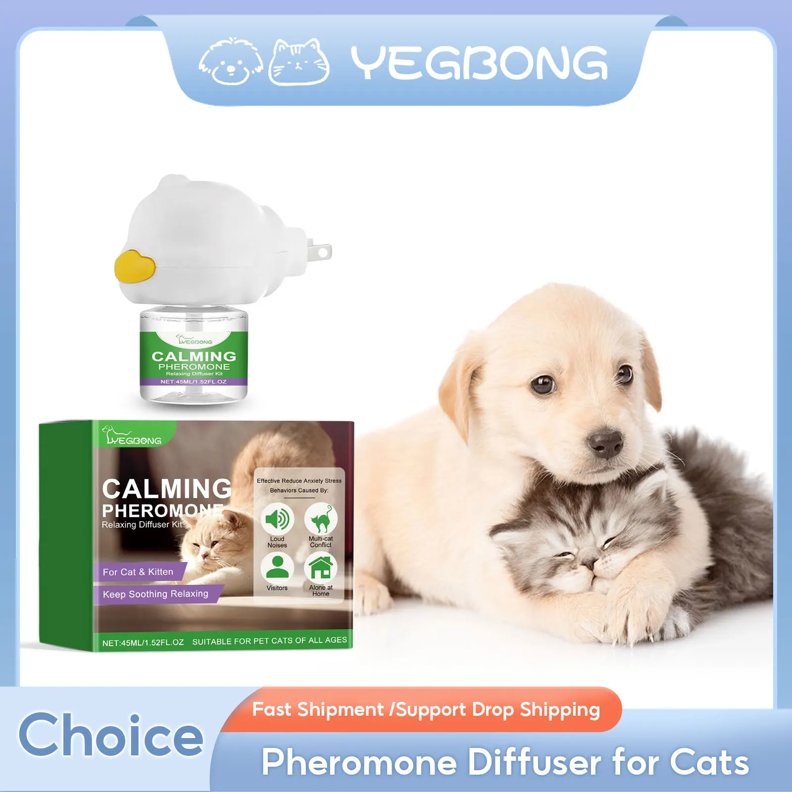 

Pheromone Diffuser For Cats Calm Down Emotion Anti-Stress Emotional Soothing Prevent Scratching Urinating Refill Calming Spray