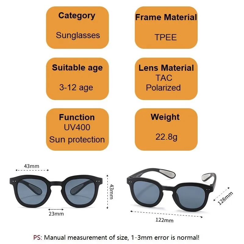 أزياء الأطفال مطابقة الألوان النظارات الشمسية جولة مرنة UV400 الاستقطاب الرضع نظارات شمسية ظلال للأعمار 3-12 سنة