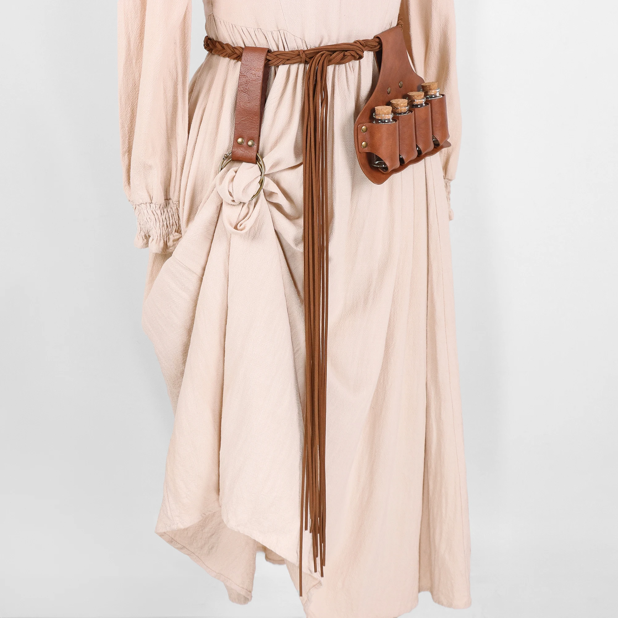 

Средневековый ремень с кисточками из искусственной кожи, волшебная бутылка ведьмы, аксессуары для костюмов викингов, реквизит для ролевых фотографий на Хэллоуин