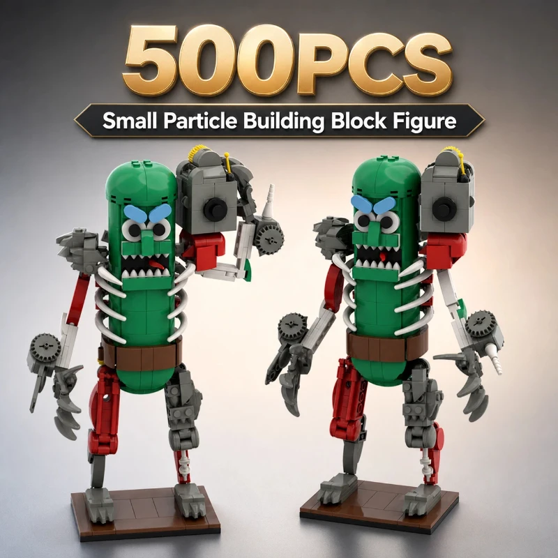 500pcs Small Particle Pickle Mecha Warrior Moc Building Blocks Set DIY Assembly Bricks Model Action Figure Educational Toy Gifts