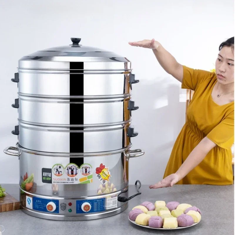 Electric Steamer Multifunctional Household Three-layer Automatic Electric Steamer Large Capacity 40 Steamed Bread Steamer