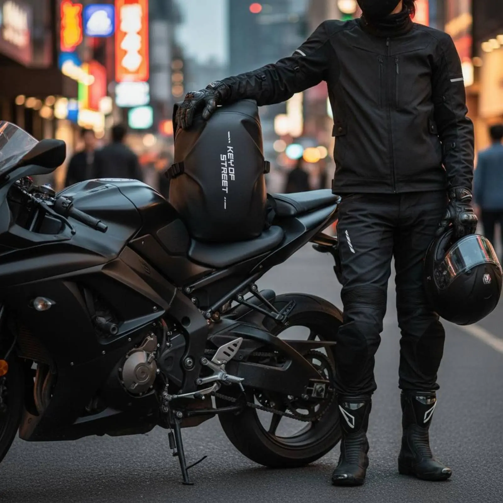 

Motorcycle Helmet Backpack Reflective Waterproof Riding Rucksack Rigid-Shell Motorcycle Bag Anti-Slip Chest Buckle Outdoor Gear