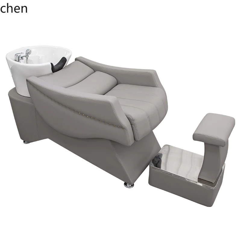 HT Shampoo Bed for Hair Salon, Specialized Hair Salon Washing Bed, Semi-Reclining Massage Bed