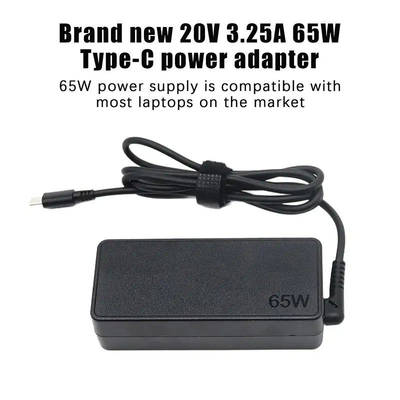 65W 20V 3.25A USB C Laptop Power Adapter Universal Replacement Charger Study Office Travel Essential