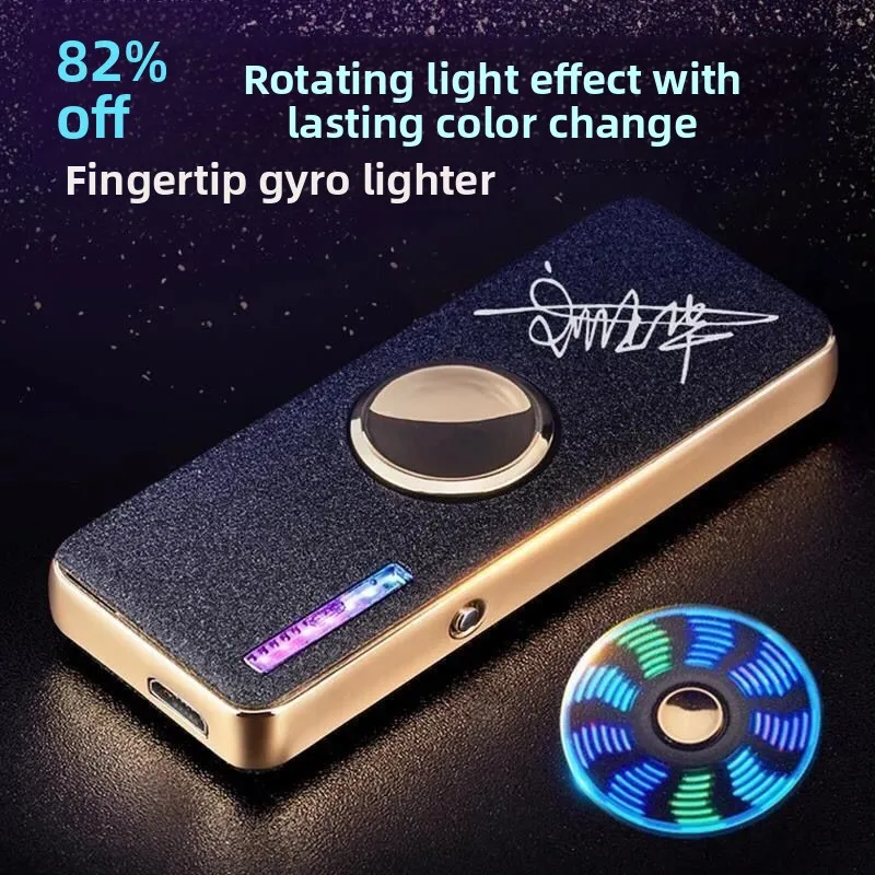 

Douyin same style, personalized and creative, trendy and peculiar USB charging fun play, small rotating gyro lighter lettering