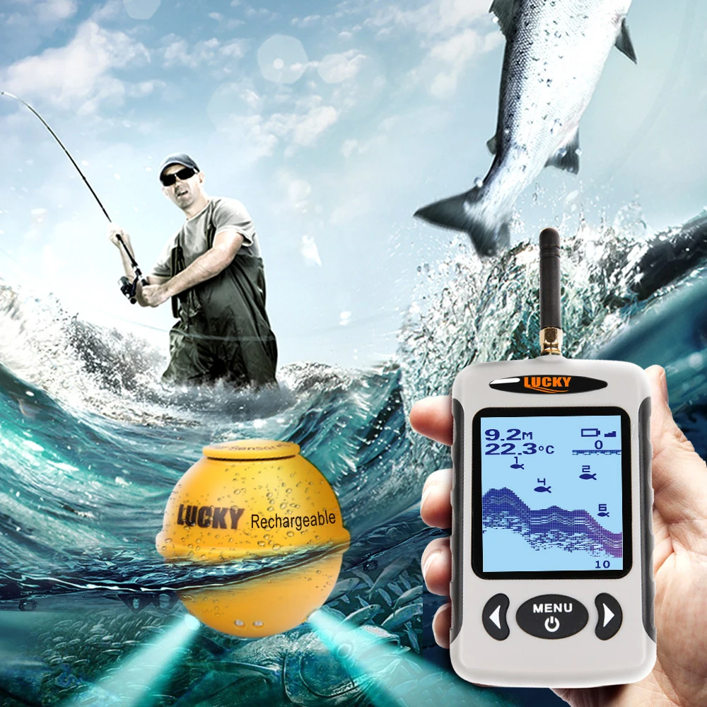 Fishfinder LUCKY Portable Professional Sounder Wireless Sonar Fish Finder Fishing Probe Detector Fishfinder with Dot