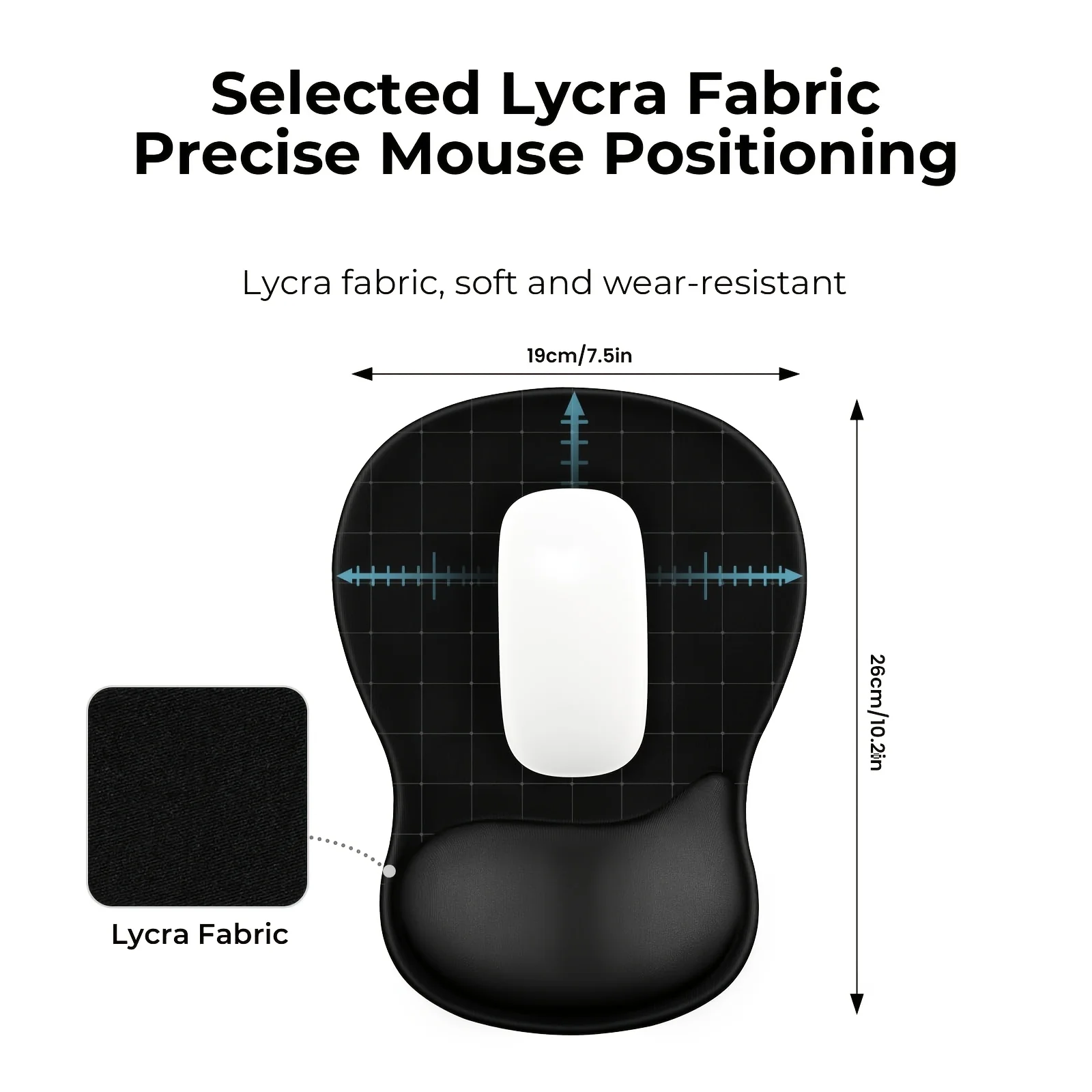 Eoocoo Ergonomic Mouse Pad, Cool Smooth Surface, Teardrop-Shaped Wrist Rest, Memory Foam Wrist Support, Non-Slip Base for Gaming