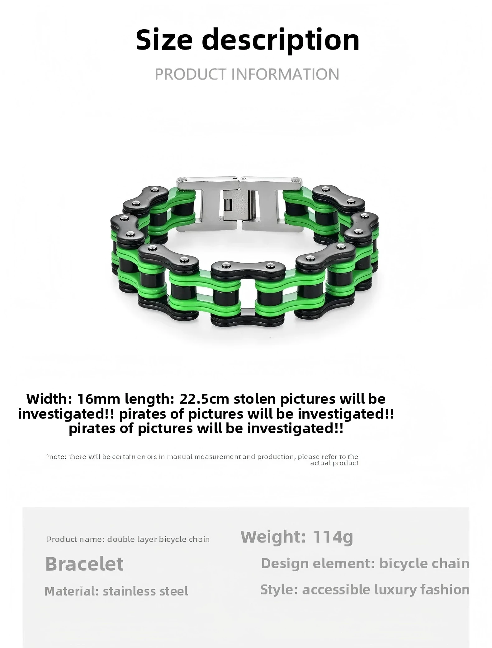 2025 Personalized Titanium Steel Bicycle Chain for Men, Elegant and Simple Bicycle Chain Bracelet, Motorcycle Chain Accessory