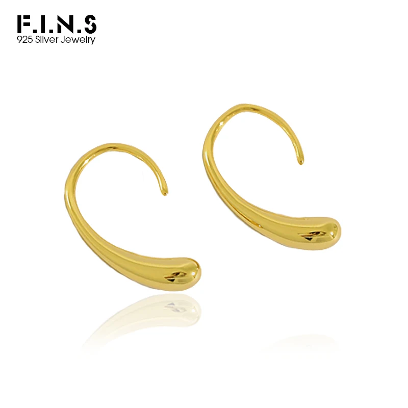 

F.I.N.S Minimalist Arc-Shaped 925 Sterling Silver Gold Stud Earrings Women Plain Hook Piercing Earing Fine Jewelry Accessories