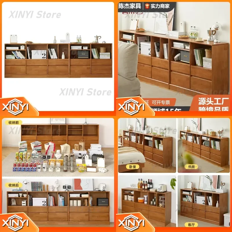 for Storage Cabinet Solid Wood Living Room Bookcase Floor Standing TV Shelf Organizer Home Storage Furniture Multi Tier Rack