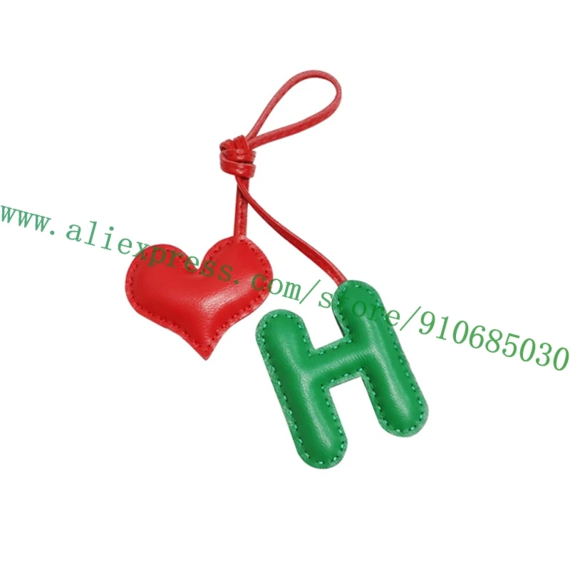 

Кожаное сердце + письмо H, ремешок для сумки, подвесное украшение, украшение для женской сумки, кошелек