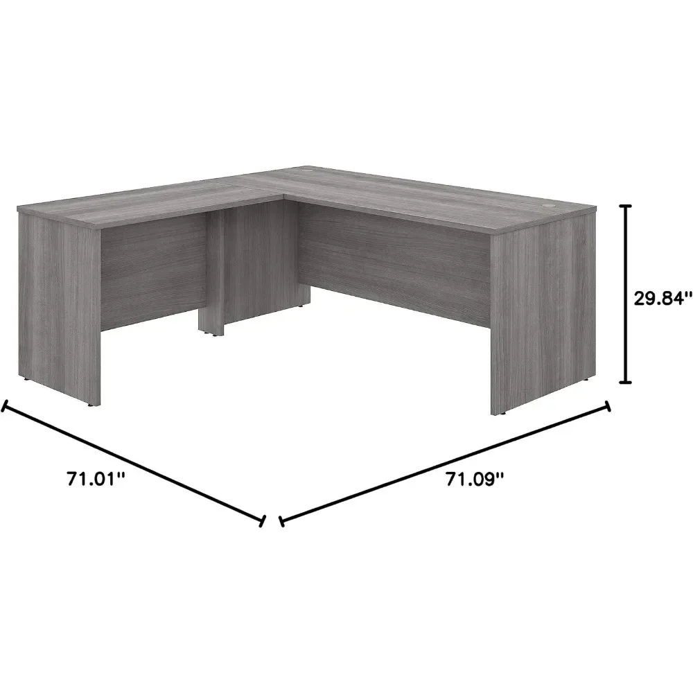 Studio C-Bureau en forme de L 72W x 30D, avec retour 42W, gris platine