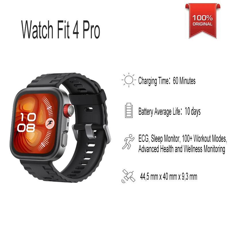 Montre connectée Huawei Watch Fit 4 Pro Advanced Titanium Sapphire Glass, grand écran, longue durée de vie de la batterie, appels Bluetooth