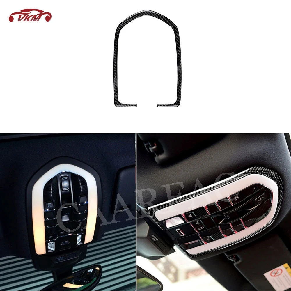 

Carbon Fiber Car Roof Interior Reading Light Lamp Trim Strip Frame Cover Sticker for Porsche Macan 2015-2018