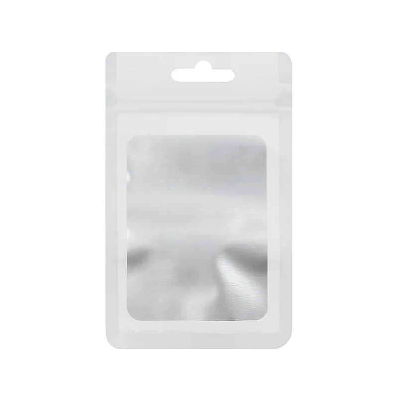 50PCS Hole Resealable Smell Proof Bags Foil Pouch Baggies Ziplock Matte Clear Bag Packaging for DIY Jewelry Storage Display