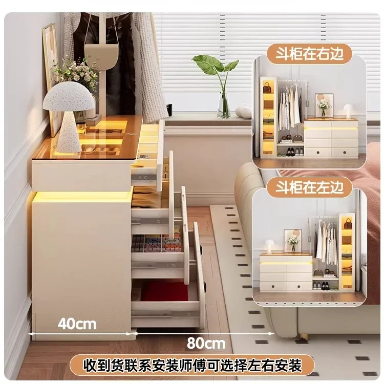 Multifunctional floor-to-ceiling full-length mirror, coat rack, chest, integrated cream wind entrance, hanging clothes area, doo