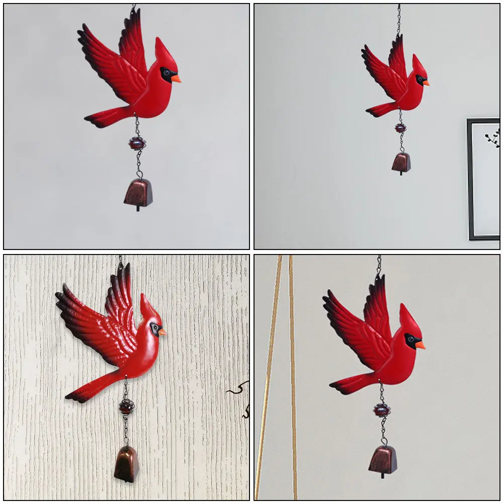Creative Iron Wind Chime with Bird Design Hanging Outdoor Garden Decor Melodious Sound Balcony Courtyard Decoration