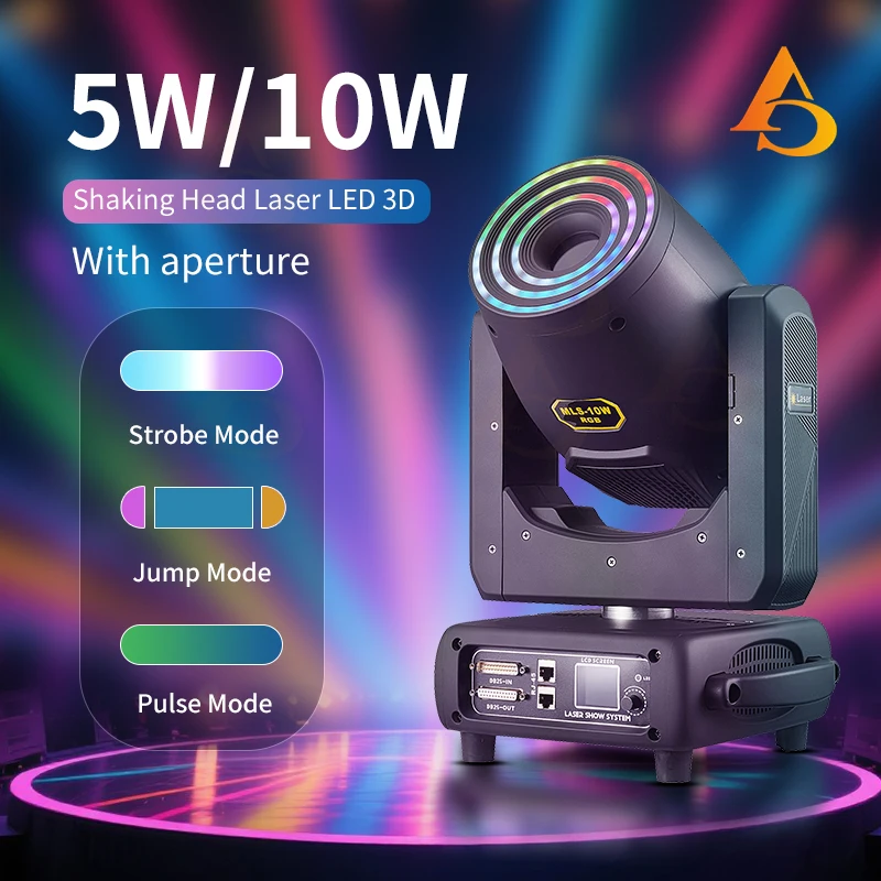 الليزر تتحرك رئيس ضوء 5 واط/10 واط + شرائط مصباح RGB ثلاثية الأبعاد فتحة حلقة الزفاف Dmx DJ المهنية المسح المرحلة الإضاءة ديسكو #6