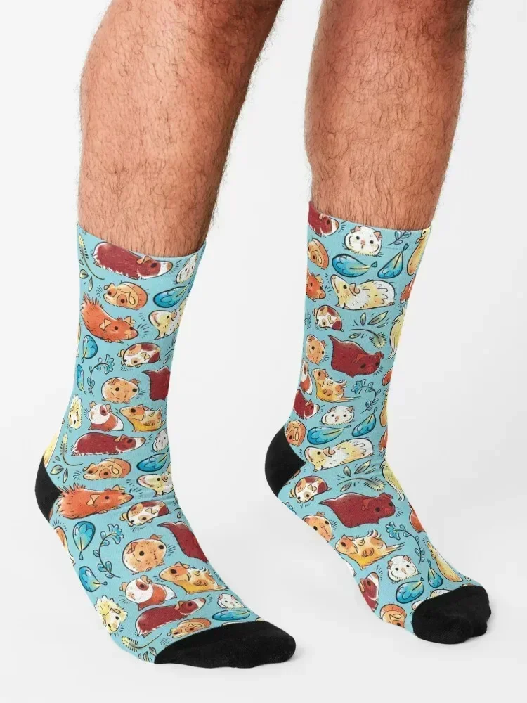 Guinea Pig Huddle In Blue Socks Heating sock Men's funny sock Toe sports Socks Man Women's