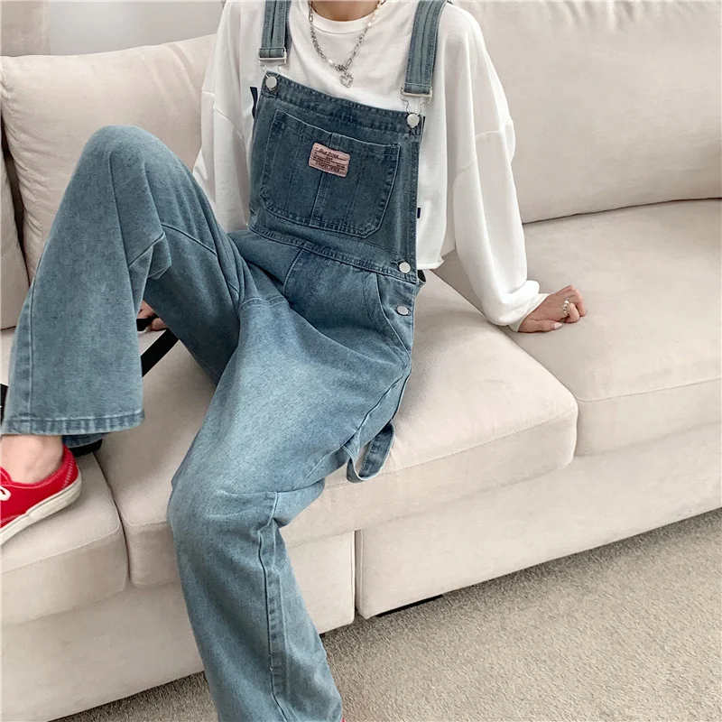 Dames Denim Jumpsuits 2024 Nieuwe Lente Herfst Wijde Pijpen Losse Jean Strap Overalls Dames Casual Broek Streetwear