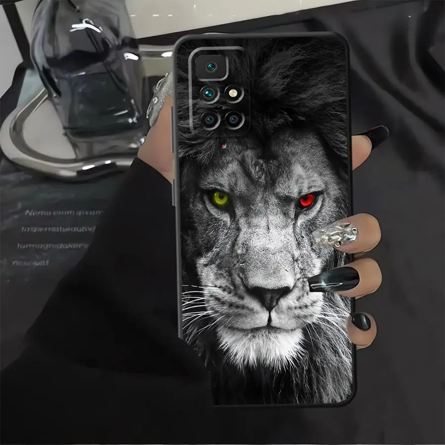 Custodia per Xiaomi Redmi 13C A1 A2 Plus A5 A3 9 10 A4 12C 14C K40 K80 Pro Custodia morbida nera per telefono Leone