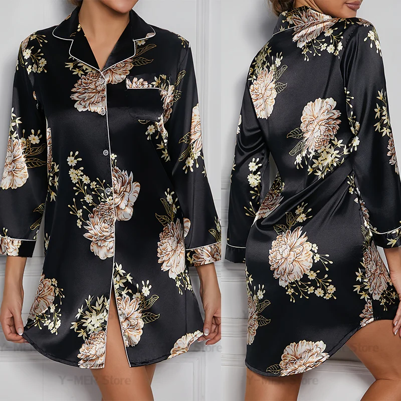 

2025 New Sleepshirt Lady Silky Satin Long Lingerie Women Sleepwear Comfortable Nightgowns Fashionable Slip Dress Homewear