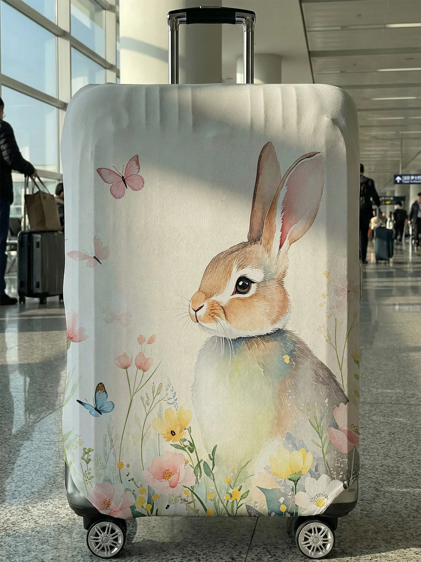 

Защитный чехол для багажа с акварельным принтом в виде кролика, подходит для чемоданов 18-32 дюймов, чехлы для ручек багажа, аксессуары для путешествий