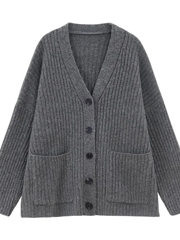 Cárdigan de Punto de Manga Larga con Cuello en V para Mujer, Ropa Exterior Informal y Hoada, Estilo de Moda para Primavera ...