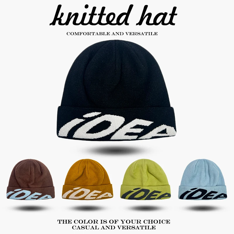 

Warm Simple Fashion Skate Beanies Climbl Versatile ins New Men Women American Outdoor Jacquard iDEA Letters Wool Knitted Hats