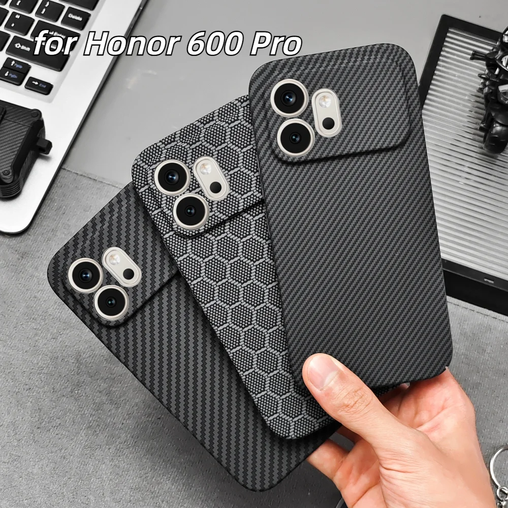 Image of Premium Business-Handyhülle mit Kohlefaser-Textur, schlanke magnetische Handyhülle für Honor 600 Pro 600 5G, stoßfeste Schutzhülle mit glatter Oberfläche