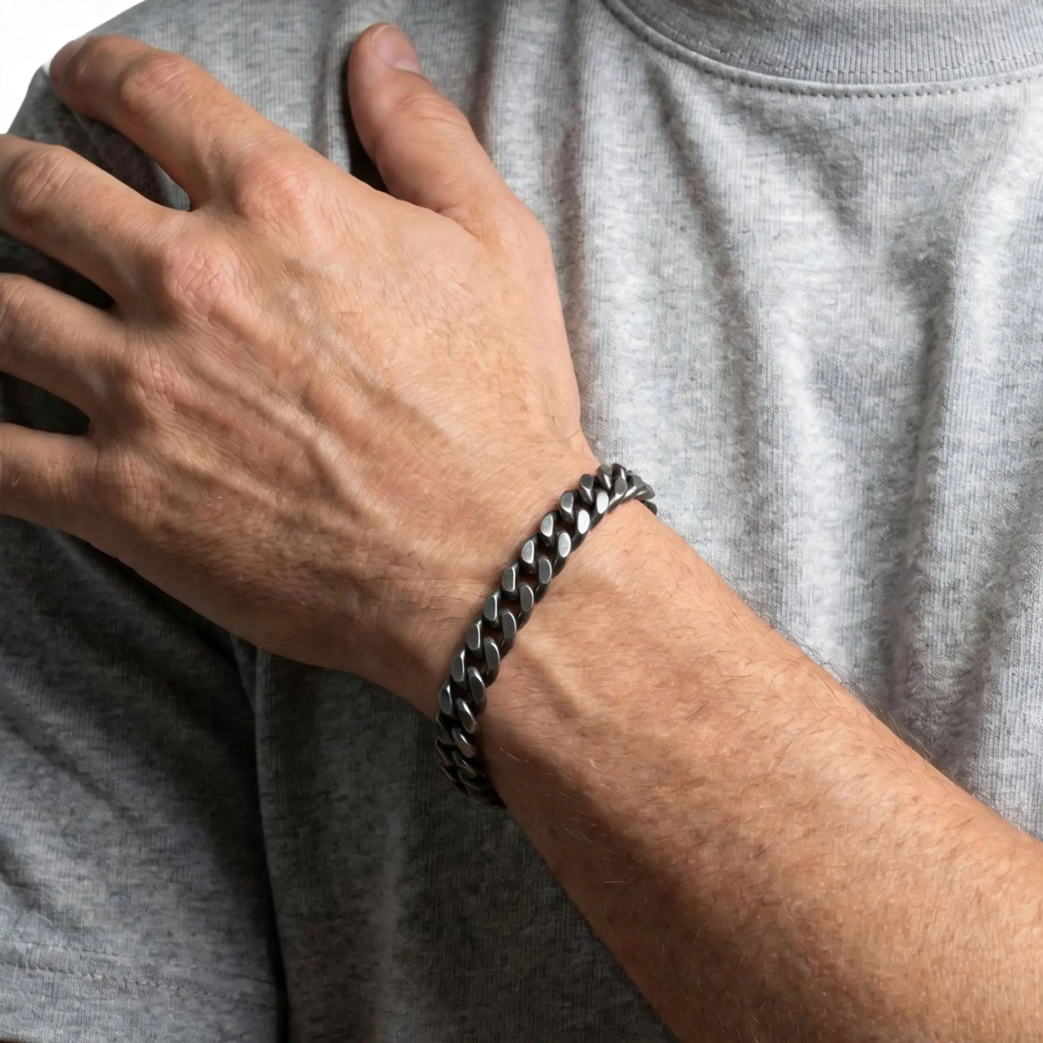 Retro Cuban Chain Bracelets for Men,Vintage Antique Stainless Steel Curb Dome Link Wristband,Rock Punk Stylish Jewelry Gifts