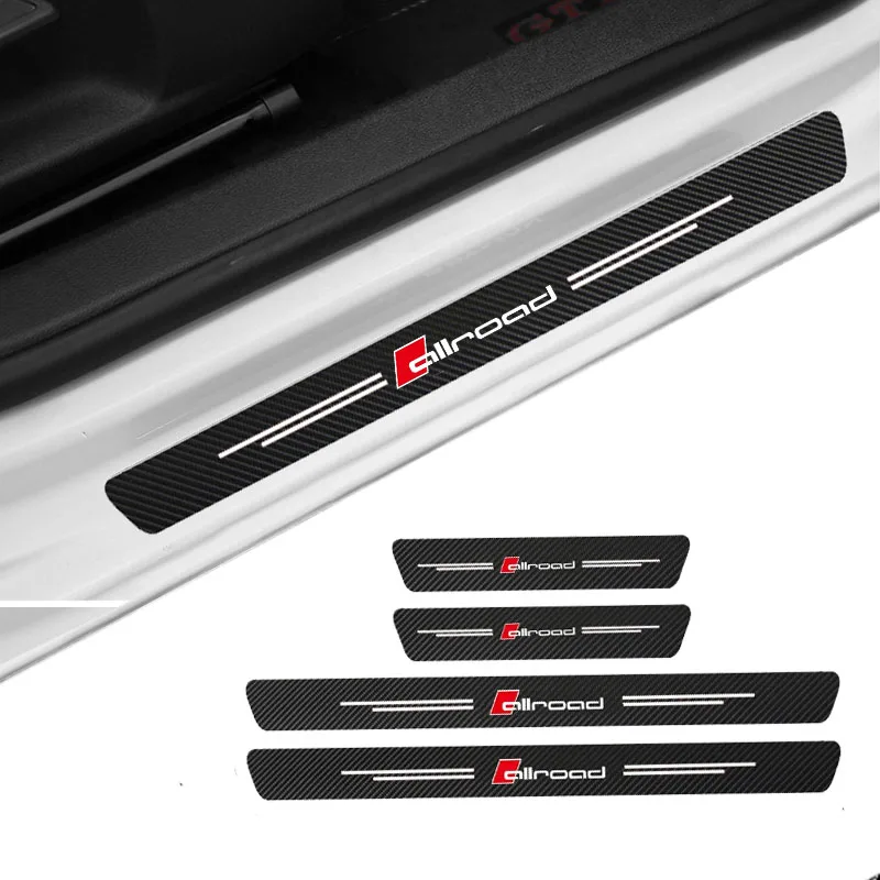 4Pcs Carbon Fiber Car Door Sill Protection Sticker For Audi Allroad A3 P8 B5 B6 B7 B8 C5 C6 A4 A5 A6 A7 A8 8P 4F