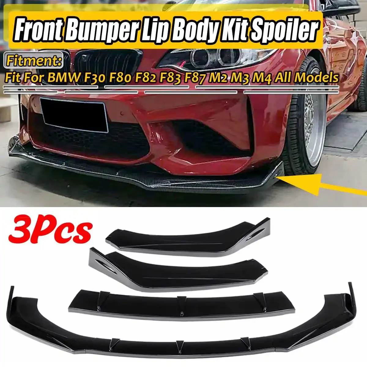 

For F30 Universal Car Front Bumper Lip Deflector Lips Spoiler Splitter Lip Diffuser Body Kit For BMW F30 F80 M3 F82 M2 M3 M4