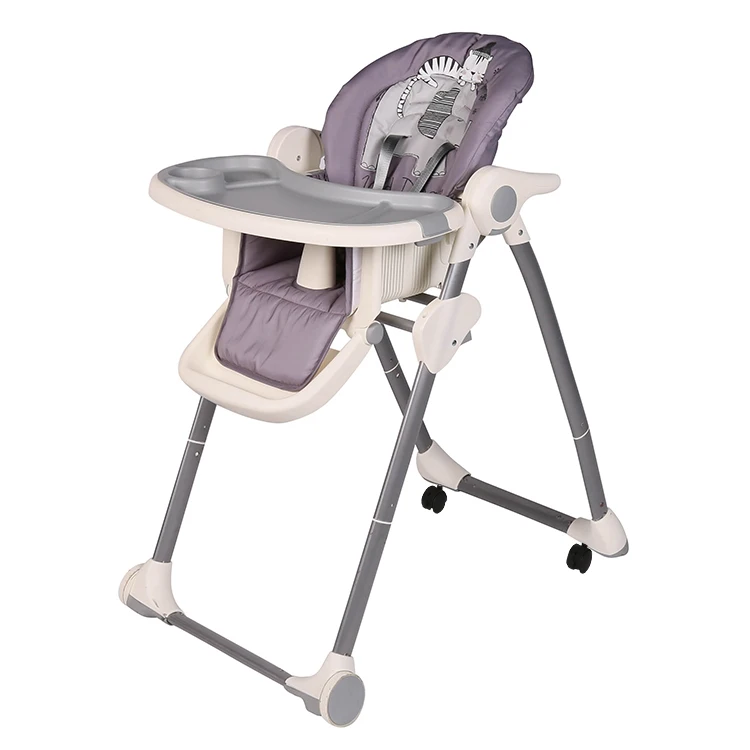 Folding Deluxe Pvc Leather Baby High Chair Baby Feeding Highchair