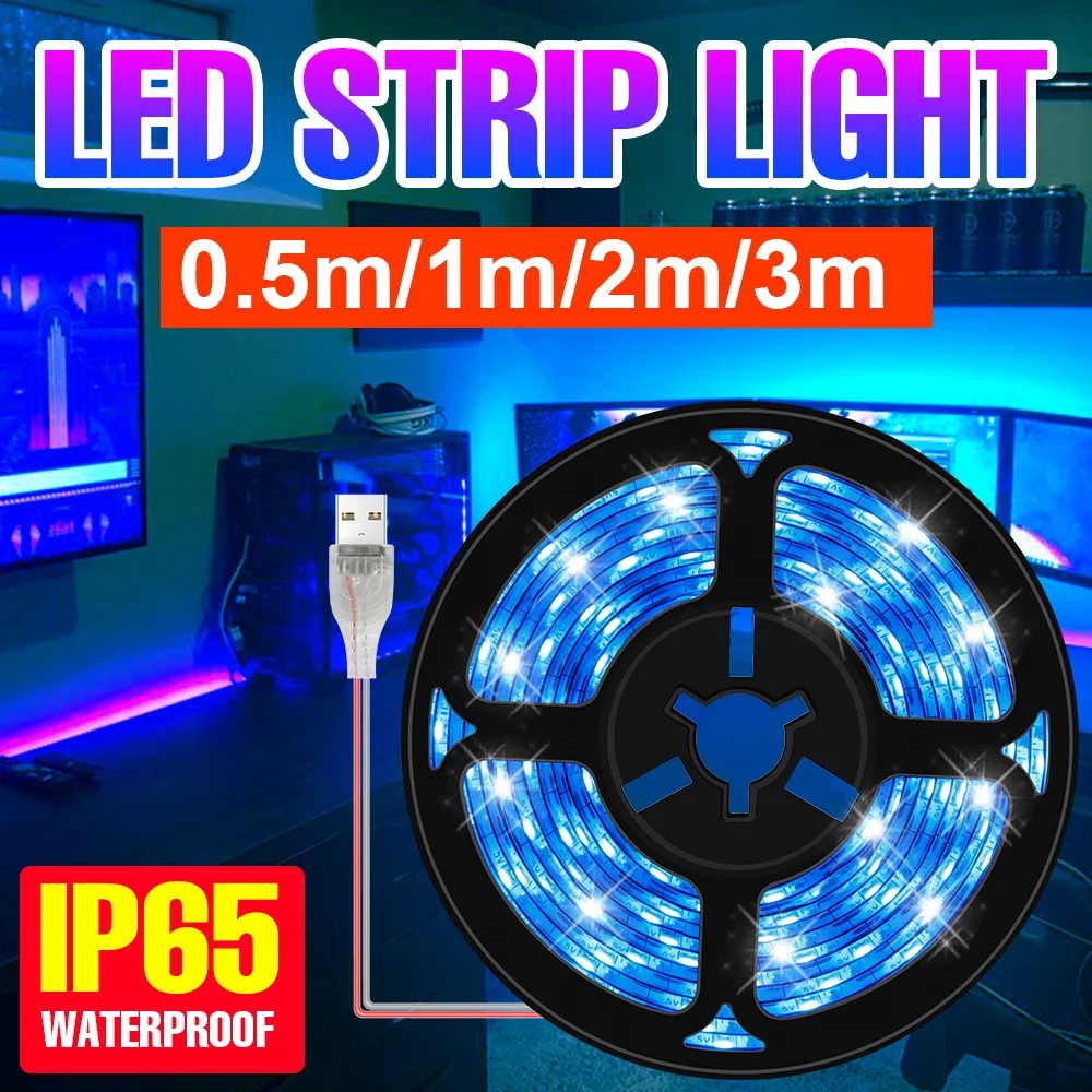 LED Light Strip Indoor USB Flexible Tape Lights Bar 5V Kitchen Study Wardrobe TV Backlight Stair Display Cabinet Decor Lighting