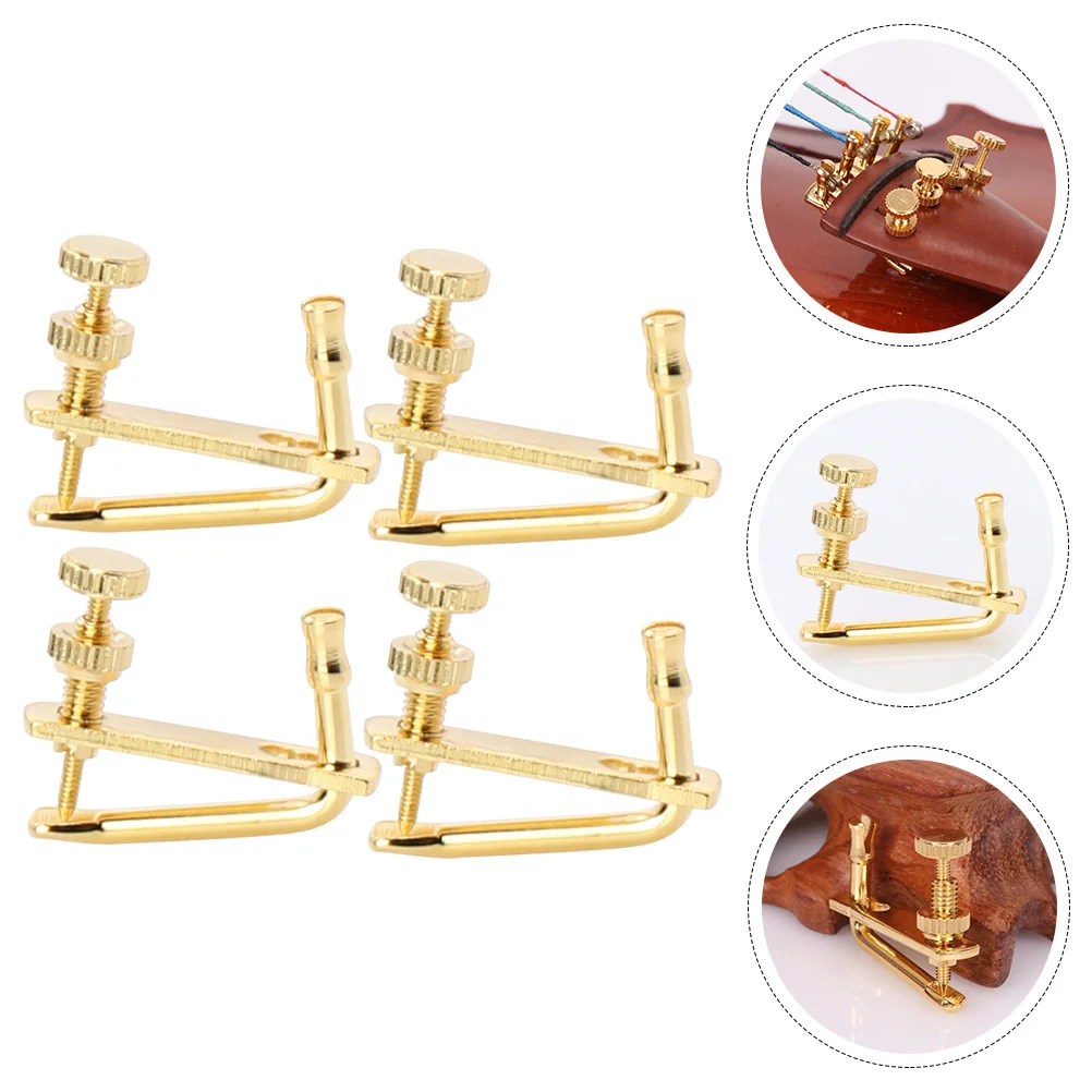 

4 Pcs Violin Trimmer Parts Spinner Fine Tuners for Golden Metal Supplies Musical 4/4